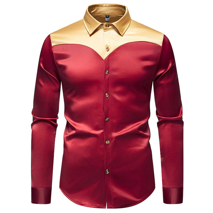 Herrer Elegant Satin Skjorte Stilla