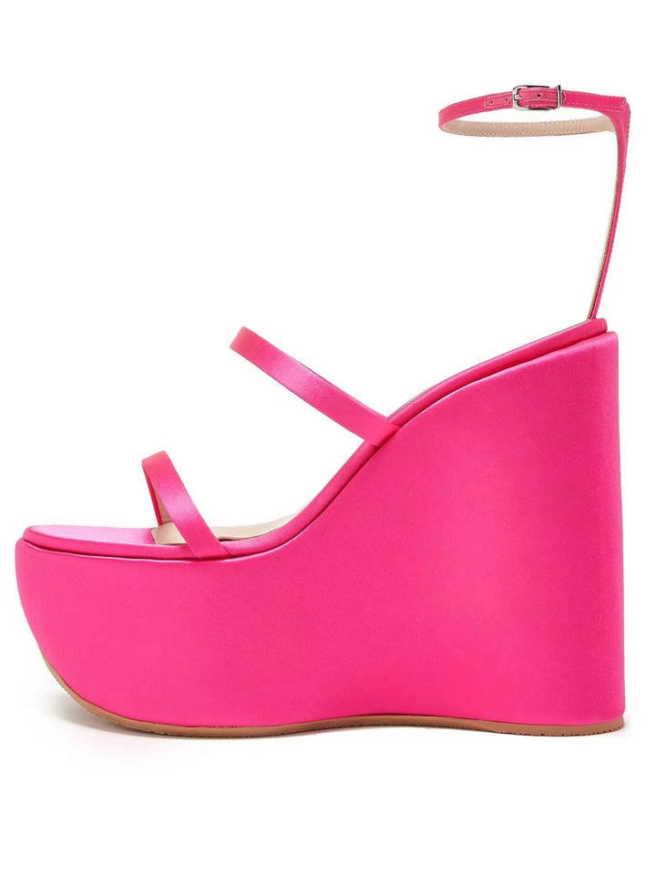 Dame High-Wedge Platform Sandaler med Ankelsløjfe Stilla