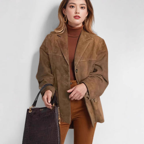 Femme Suede Blazer med ustruktureret snit Stilla