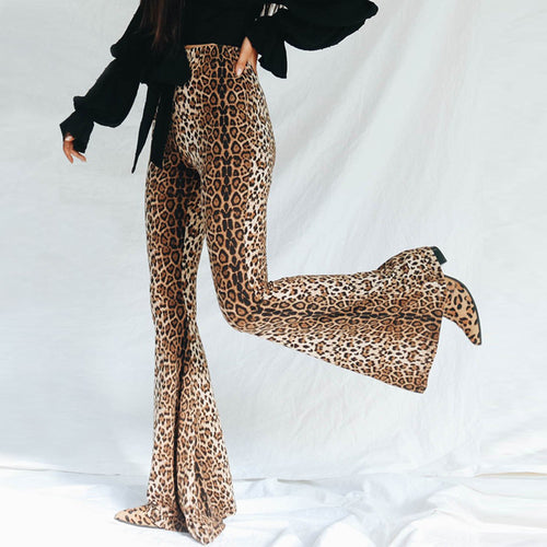 Dame Flared Leggings i dyreprint Tigerstrik-vask Skovae