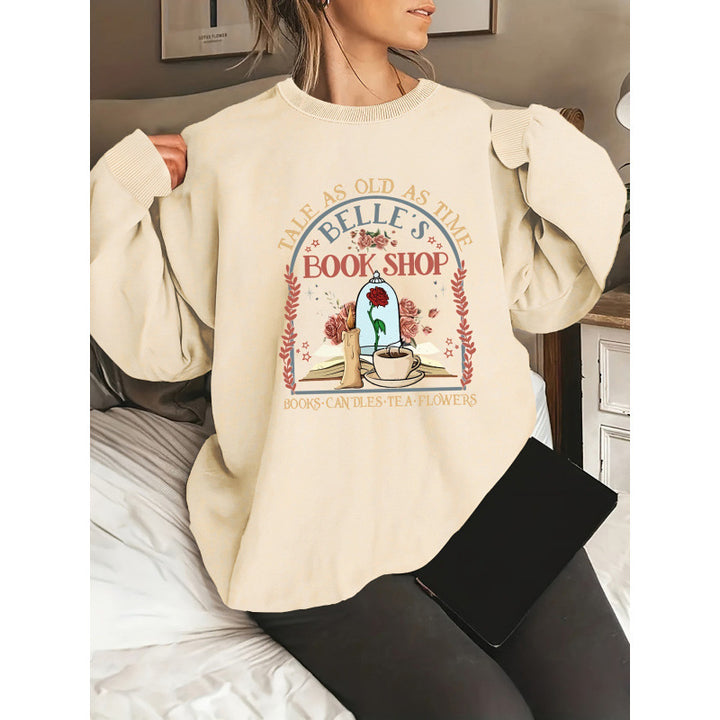 Dame sweatshirt med unikt boghandel motiv Stilla