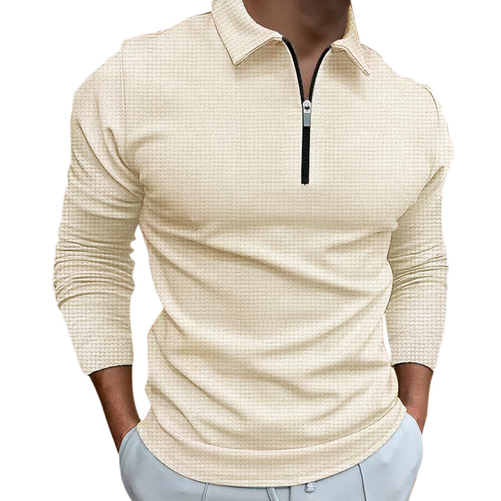 Herrer Polo-Shirt med lynlås og struktureret design Stilla