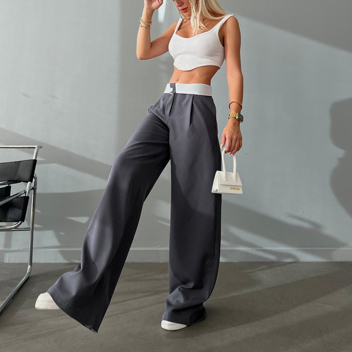 Dame Bredskårne high-waisted bukser med elegant folder Stilla