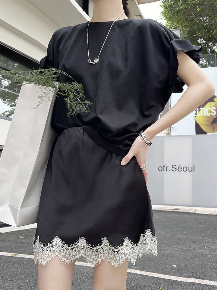Dame Skirt med elegant spids kanten Stilla