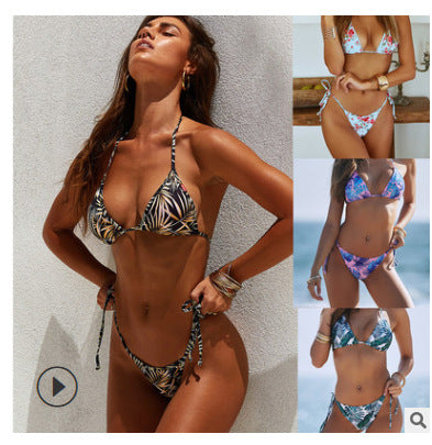 Damer Blomster Mønster Trekant Bikini Sæt Stilla