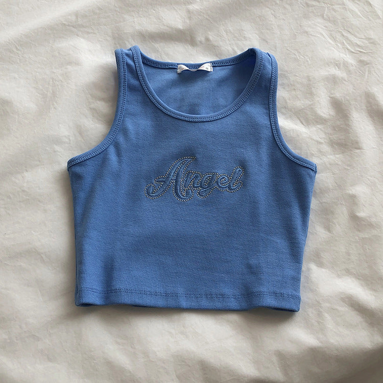 Dame Forkortet Broderet Tanktop Stilla