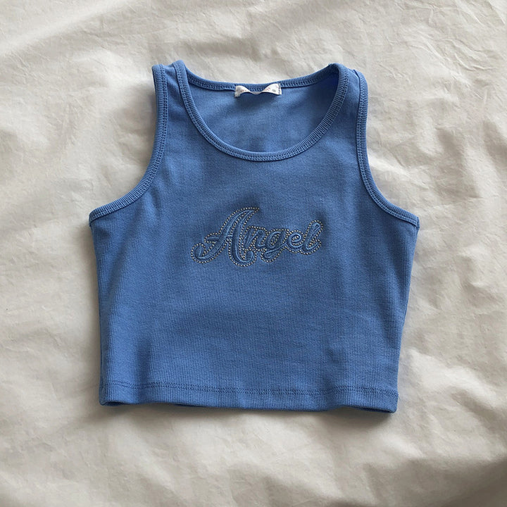 Dame Forkortet Broderet Tanktop Stilla
