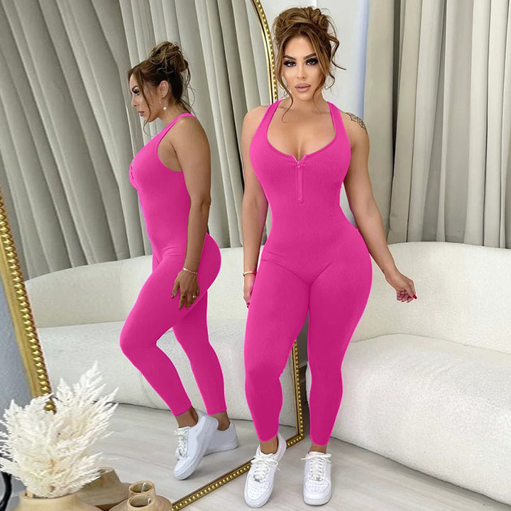 Dame Sporty jumpsuit med smart lynlås og fleksibel pasform Stilla