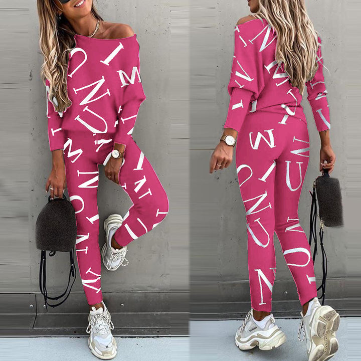 Dame Lækkert Jumpsuit med Off-Shoulder-udskæring og moderne Grafiktryk Stilla