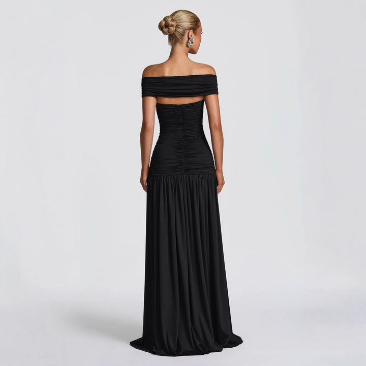 Dame Off-Shoulder Maxikjole med Cut-Out og Fald Skovae