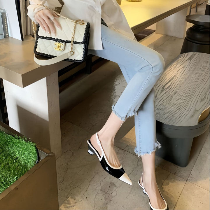 Dame Patenteret læder Slingback-pumps med kontrasterende kappe-tå Stilla