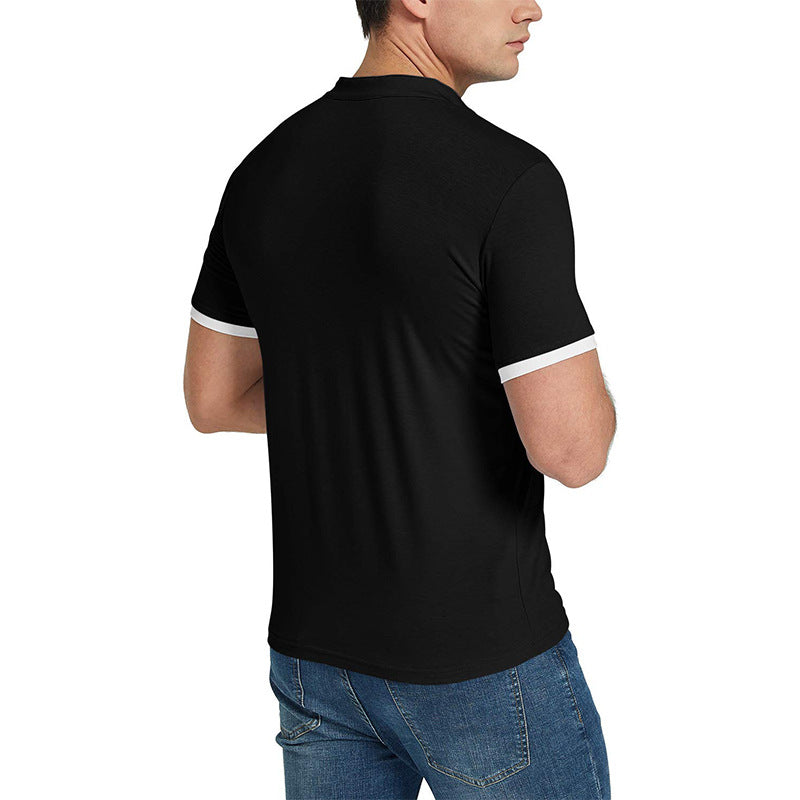 Herrer kortærmet Henley-shirt med moderne stående krave og kontrasterende akcenter Stilla