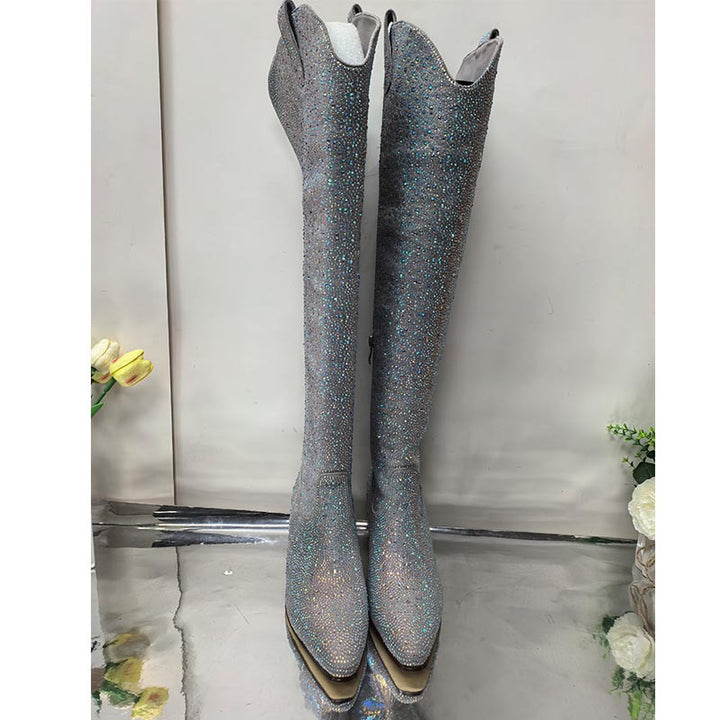 Femme Over-knæet Glam Shimmer Stiletto Støvler Stilla