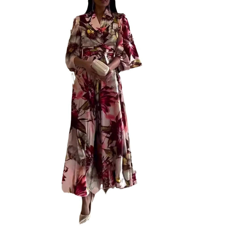 Dame maxikjole med elegant blomsterlook og rummelige ærmer Stilla