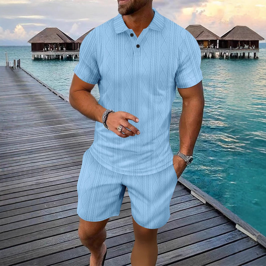 Herre Poloshirt med struktureret design og kort shorts Stilla