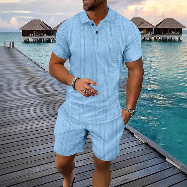 Herre Poloshirt med struktureret design og kort shorts Stilla