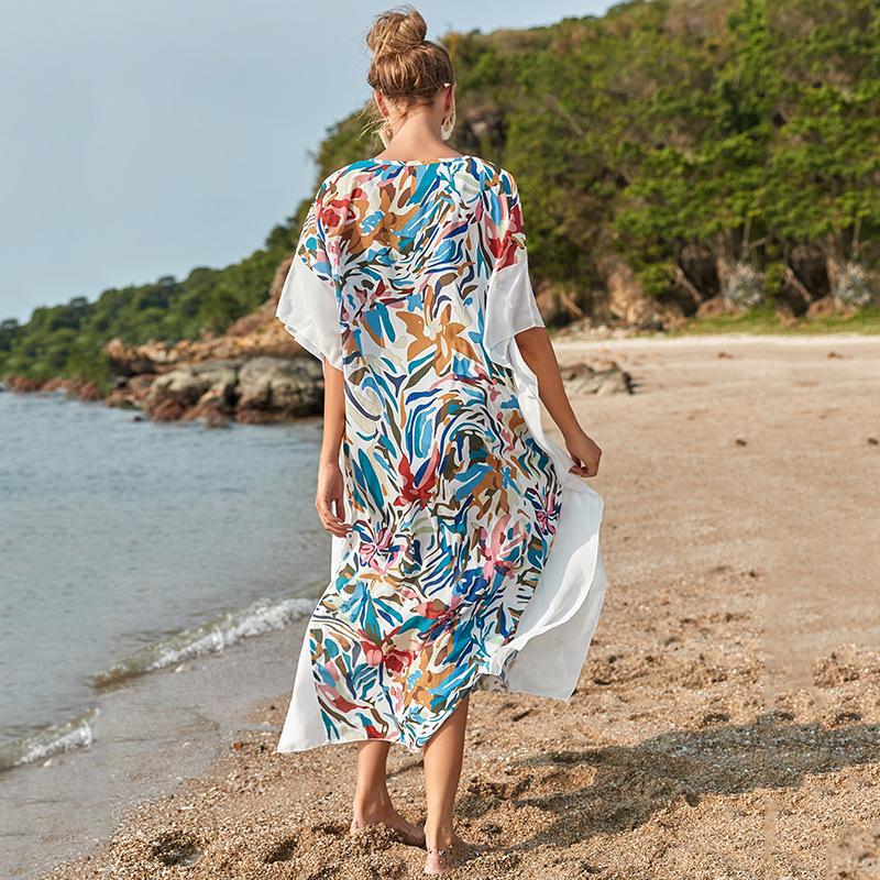 Damer elegant strandkjole med moderne flora mønster Stilla