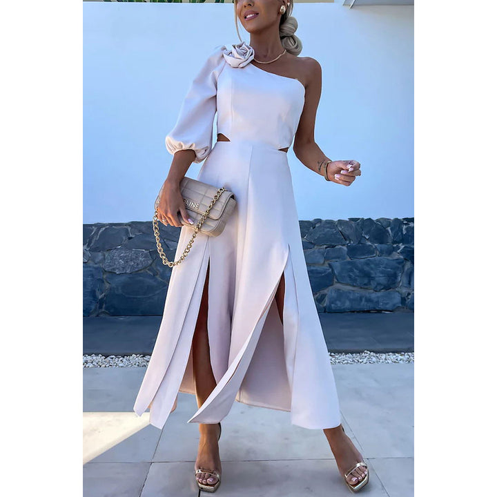 Dame Elegant onepiece-kjole med asymmetrisk design og sidelæg Stiila