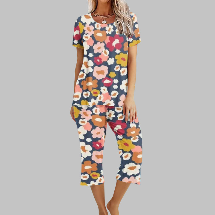 Dame fritidssæt med blomsterprint og behagelig pasform Stilla