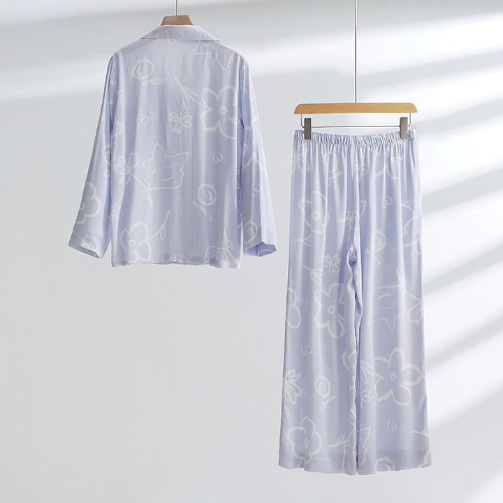 Dame Pyjama-sæt lavet af luftigt, kvalitets Viskosemateriale med blomsterprint Stilla