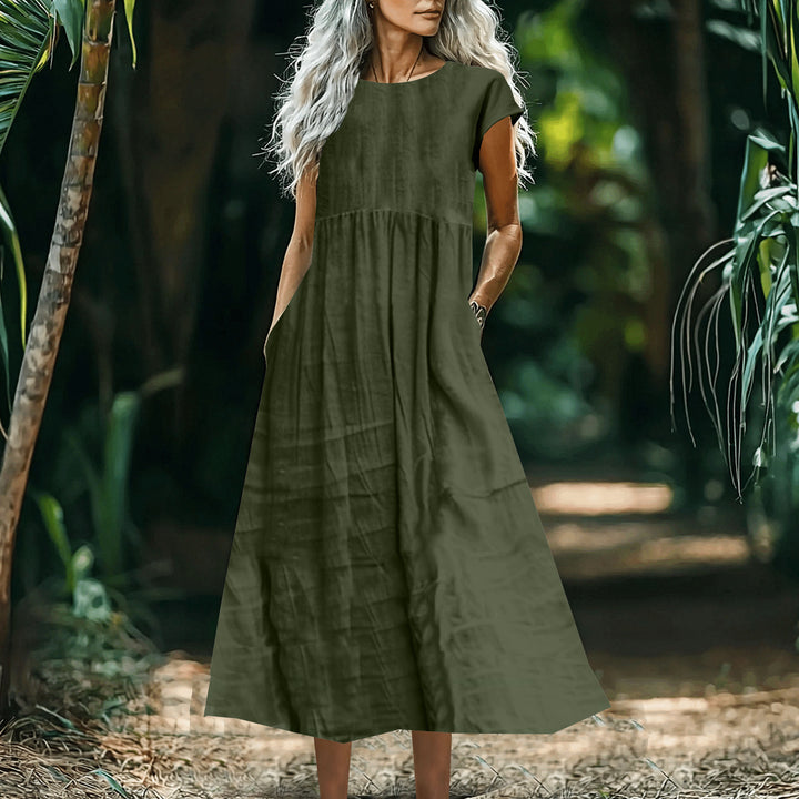 Dame Casual Maxi Kjole med Lomme-Detail Stilla