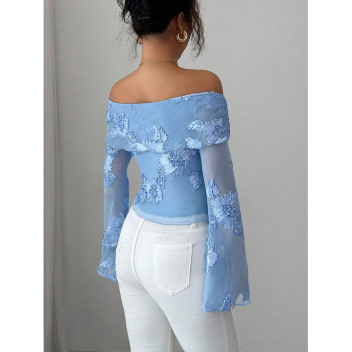 Dame Elegant top med skulderløs design og blomsterprint Skovae