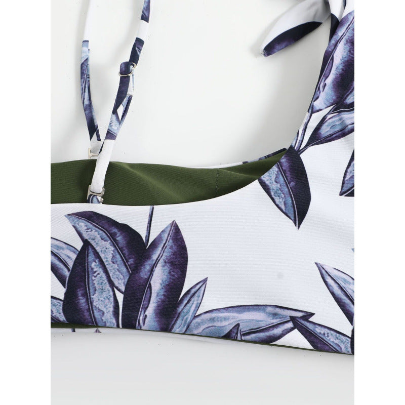 Dame triangel-bikini med moderigtigt blomsterdesign og ensidig strop Skovae