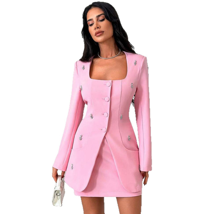 Kvindernes elegante blazer kjole med smagfulde knaps detaljer