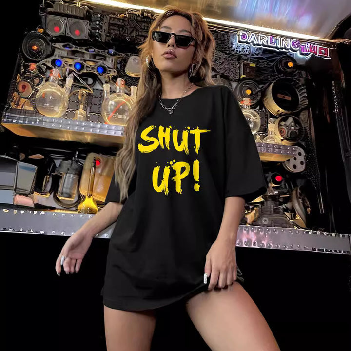 Damer afslappet statement T-shirt med kontrasttryk Stilla
