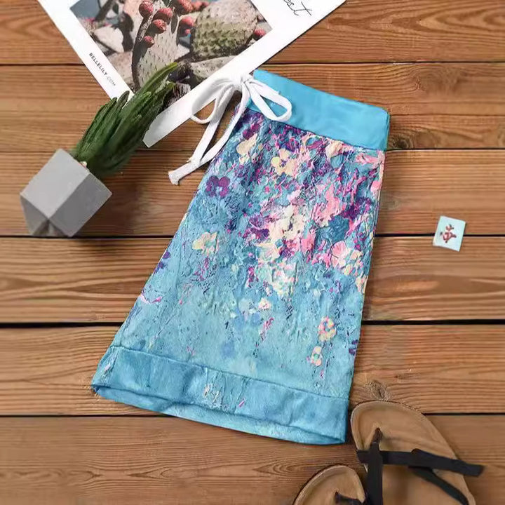 Dame shorts med blomstertryk og elastisk talje Stilla