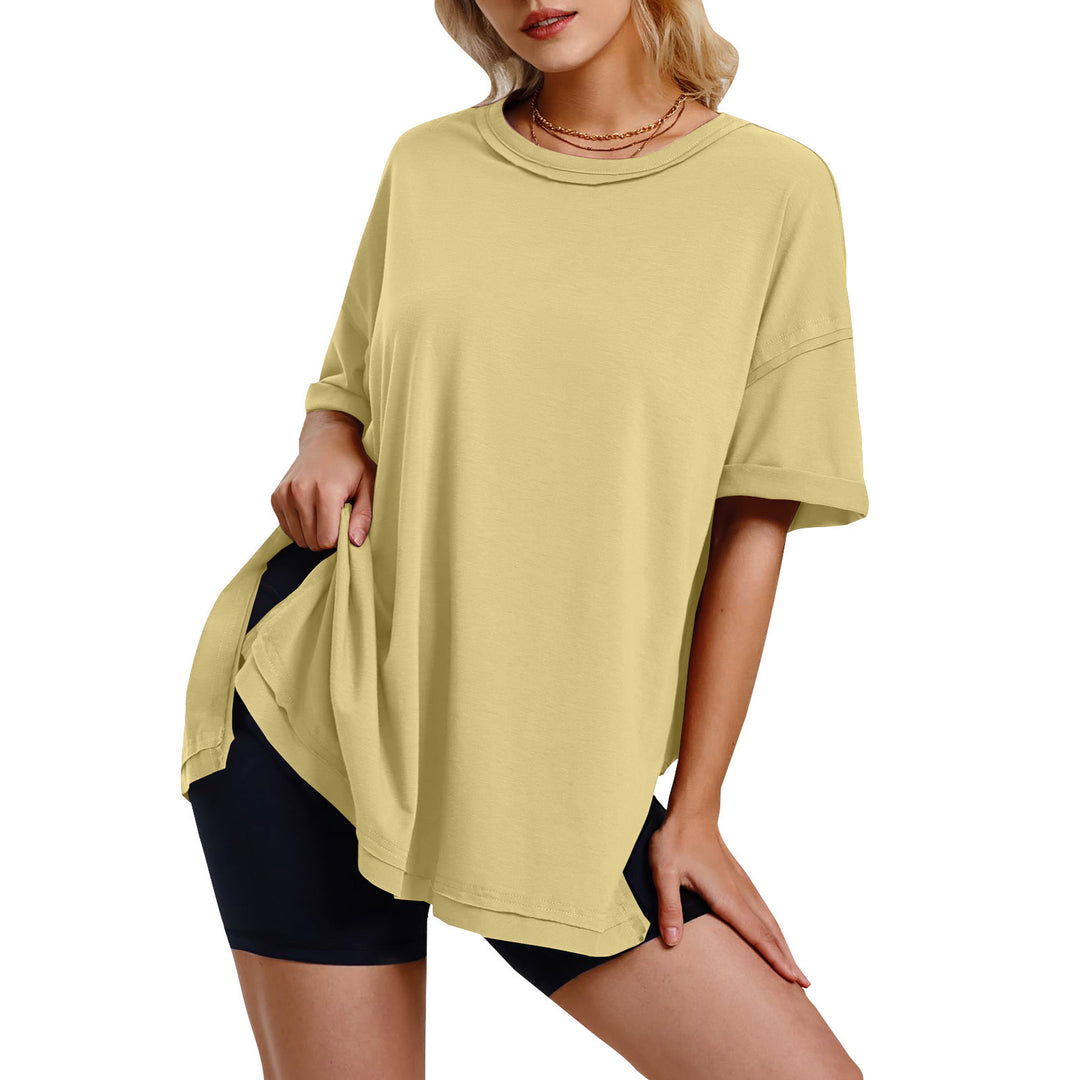 Dame afslappet oversized T-shirt med sidelommer og rund halsudskæring Stiila