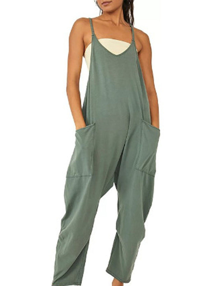 Stilla | Trendy Lynlås Lomme Cami Lange Bukser Jumpsuit