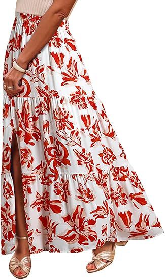 Kvinder Bohemian Floral Trin Kjole Maxi Nederdel Stilla
