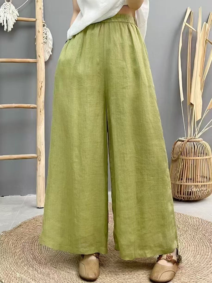 Dame Flydende Brede Linned Culottes Stilla