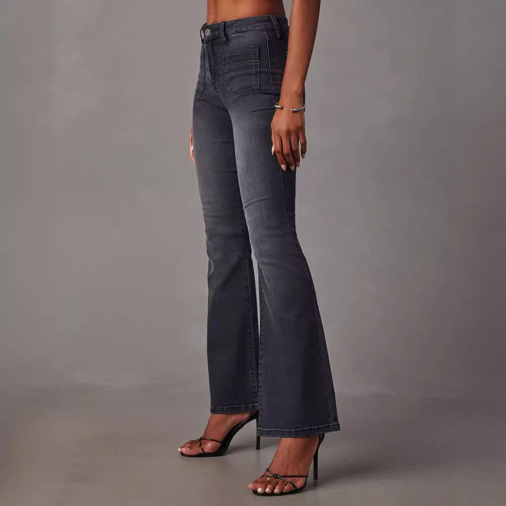 Damer flared jeans med højtskåret talje og moderne vask Stilla