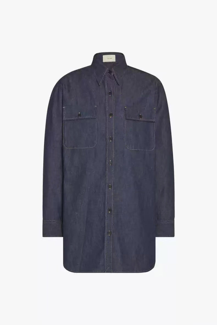 Dame afslappet denim skjortejakke med to brystlommer og moderne snit Stilla