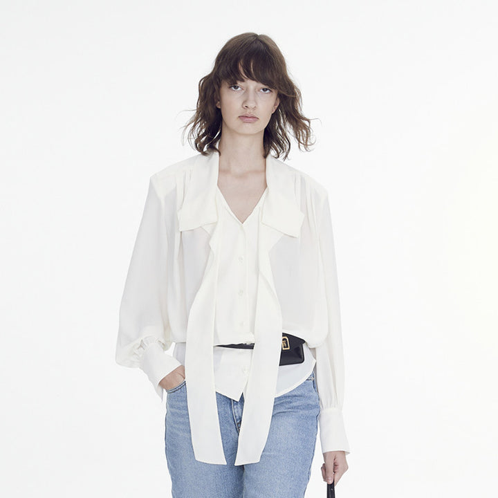 Damer elegant bluse med bælte Stilla