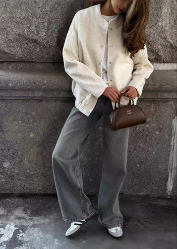Stilla | Struktureret Fleece Snap-Button Jakke