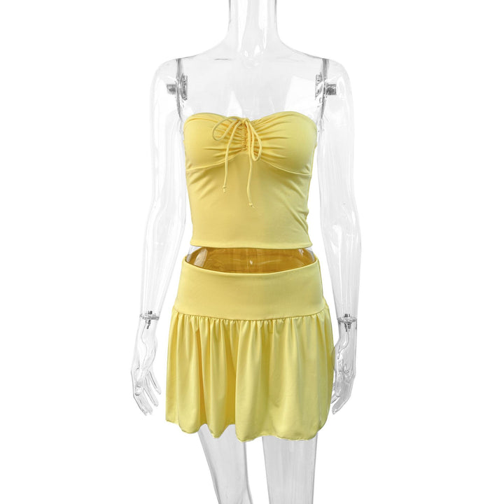 Dame moderigtigt Crop-top med nederdel og ruffles Skovae