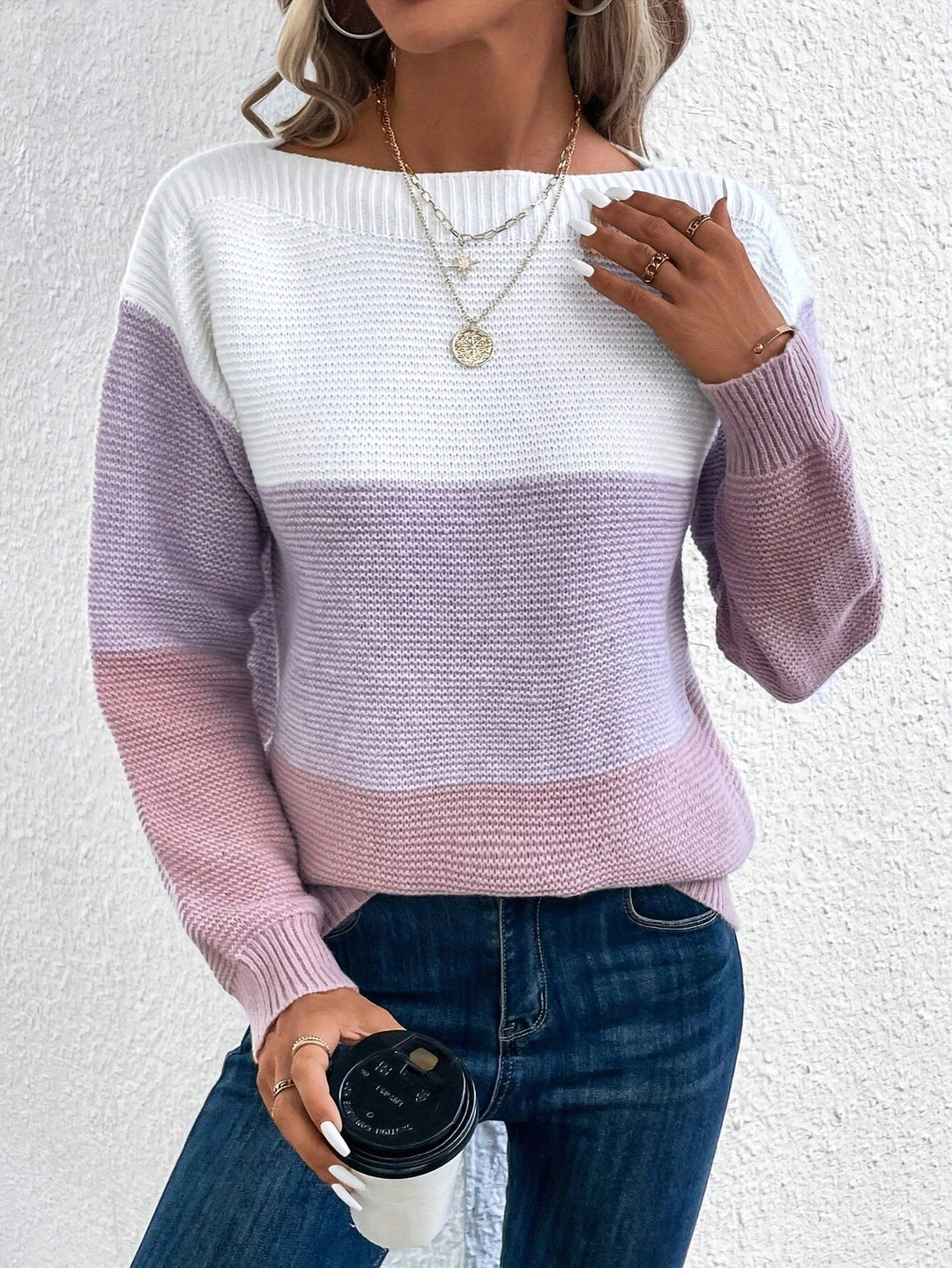 Stilla | Pullover Strik Blokke Monokrome Striber