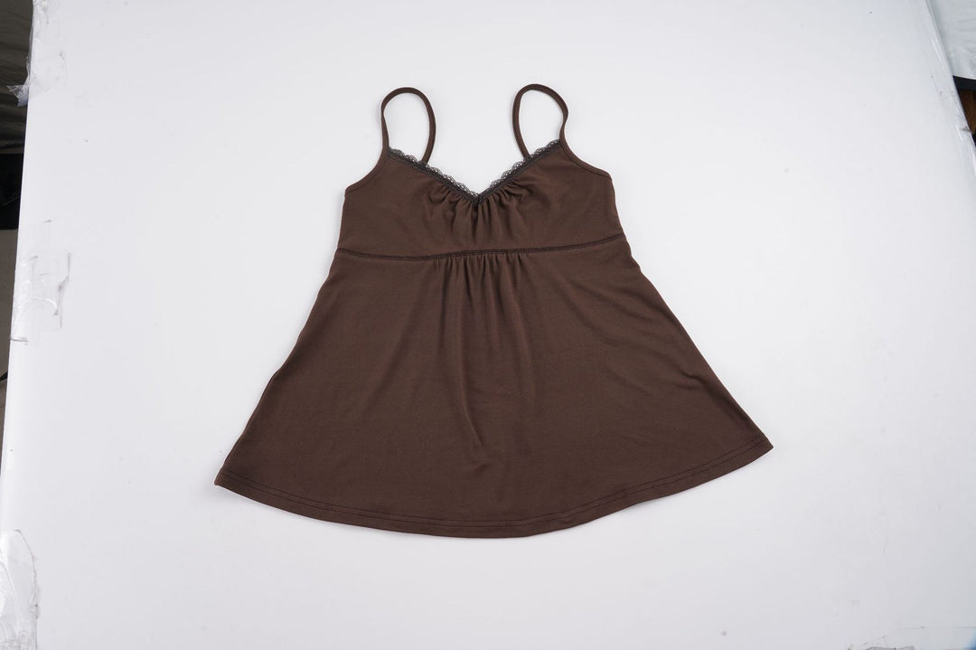 Dame bustier top med elegante spidsindsatser og løst faldende snit Skovae