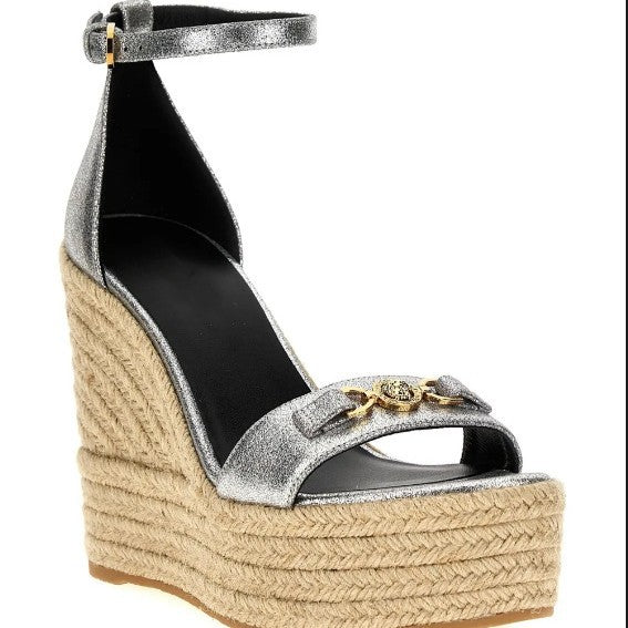 Femme Espadrille Keil Sandaler med justerbar ankelrem og dekorativ kæde Stilla