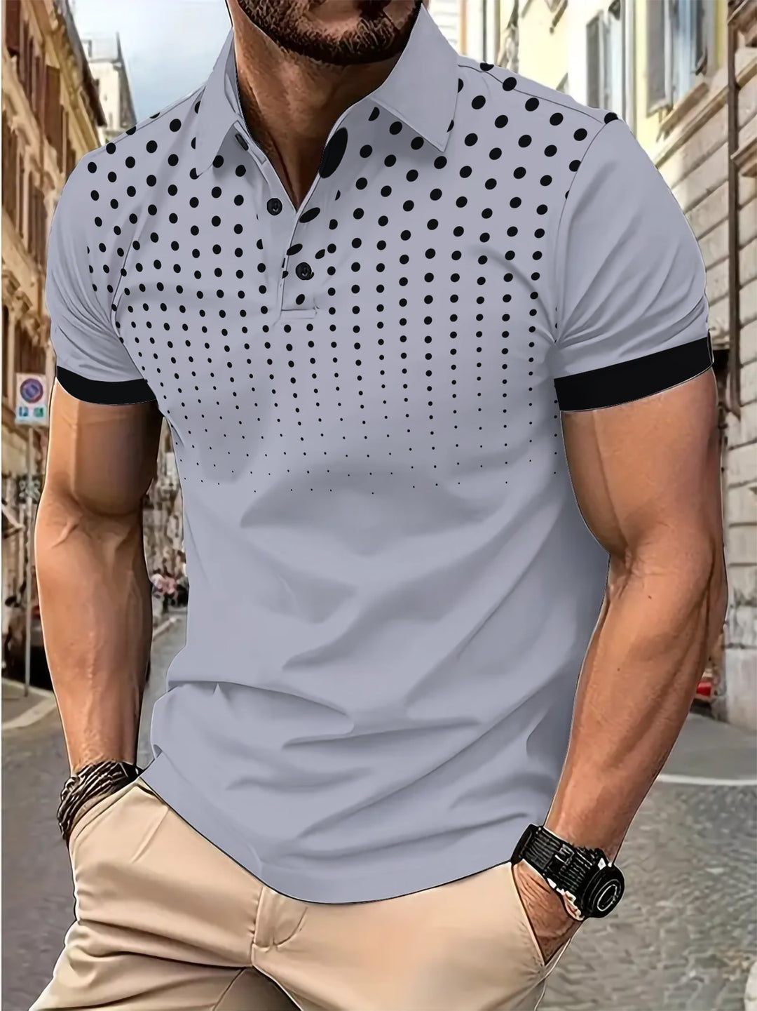 Herre Poloshirt med moderne prikkemønster og åndbare egenskaber Stilla
