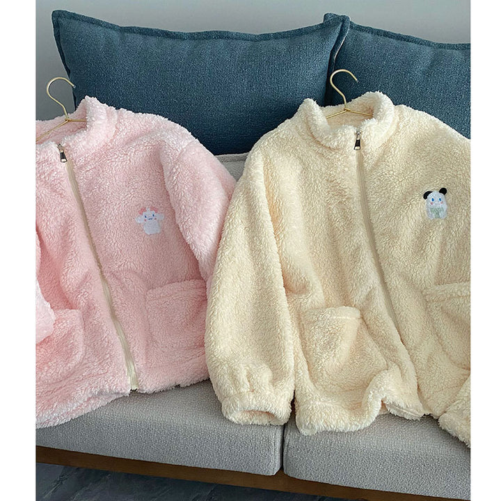 Dame Fleece-Pyjama-sæt med lynlås og hyggeligt materiale Stilla