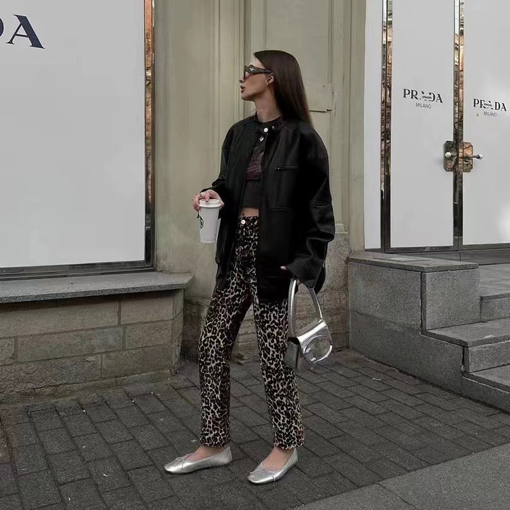 Dame Bikerjakke med struktureret snit og unikt design Stilla