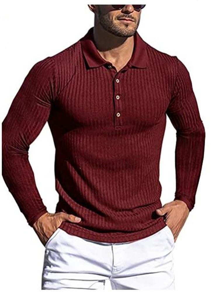Herre struktureret langærmet polo shirt Stilla