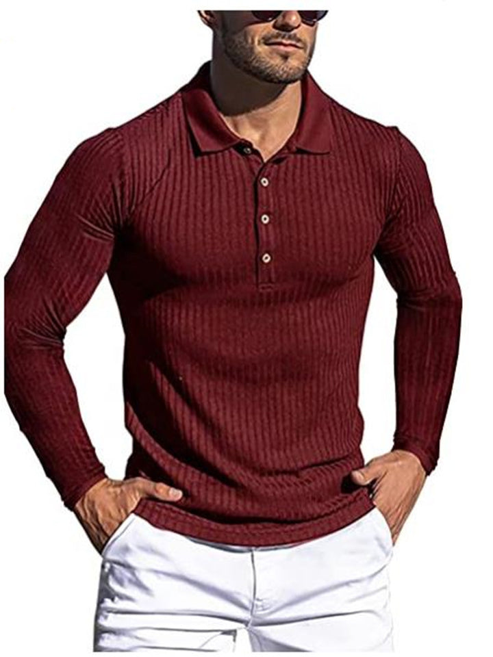Herre struktureret langærmet polo shirt Stilla