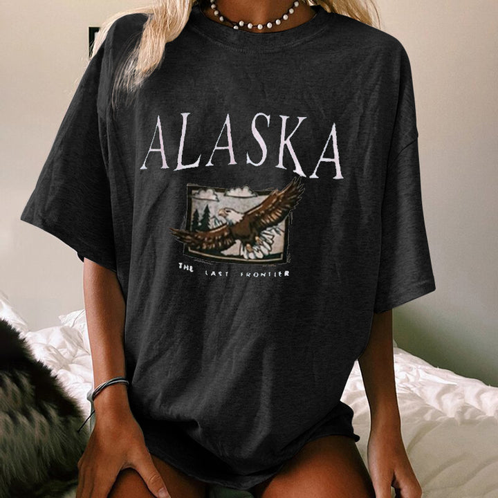 Dame oversized T-shirt med grafisk print og rund halsudskæring Stilla