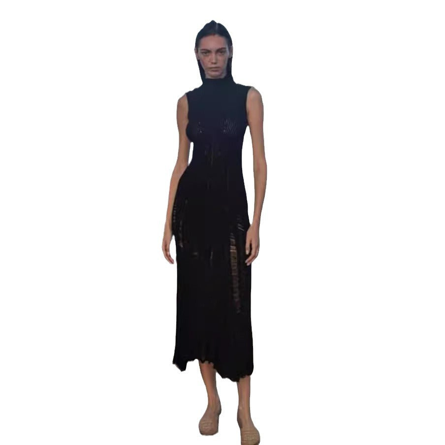 Dame Maxikjole med elegant ribstrik-design og raffinerede cut-out-detaljer Stilla