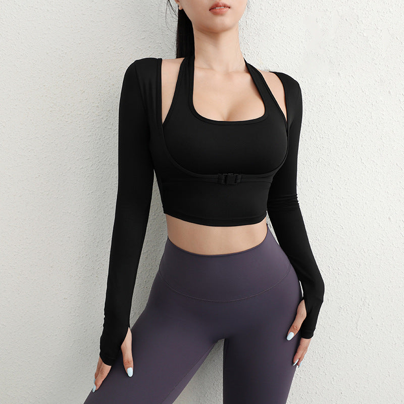 Dame Sporty Fitness-Crop-Top med innovativt rygdesign og hætte Stilla